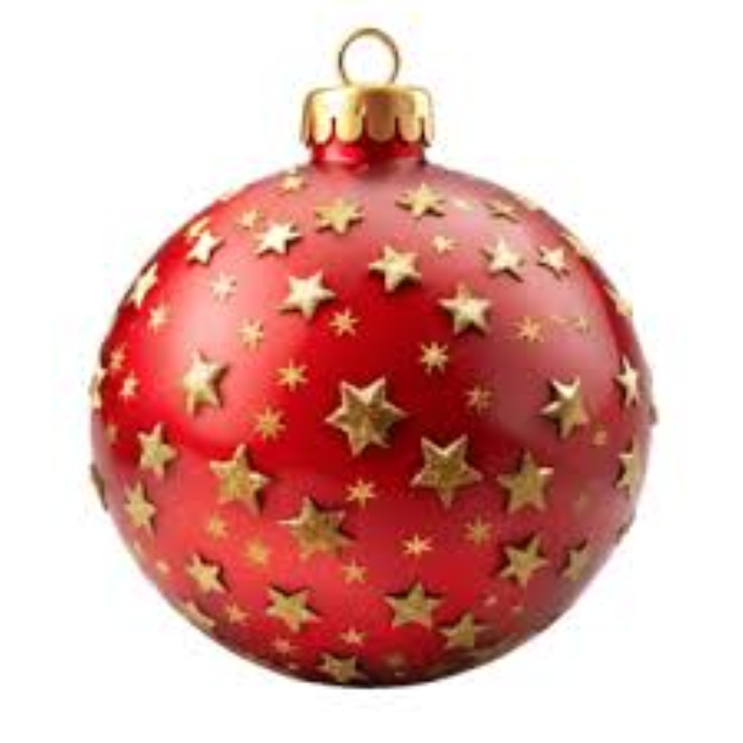 CHRISTMAS TREE HANGING BALLS N DRUMS GOLD/RED
